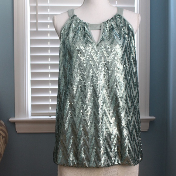 INC International Concepts Tops - 🎄🎁 Peony Green Sequin Top NWT